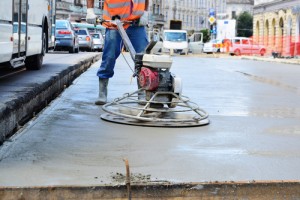 Walk-behind trowel in use