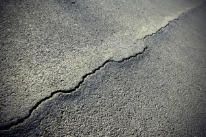 Cracked pavement