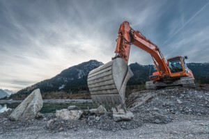 Digger on gravel